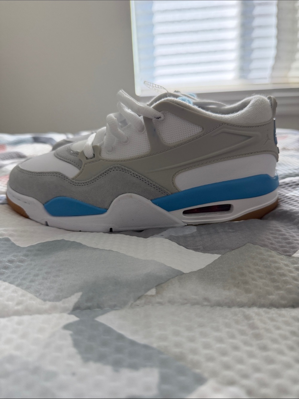 Jordan Kids White and Light Gray Athletic Sneakers with Blue Accent - size 6.5Y